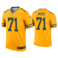 Men Green Bay Packers #71 Josh Myers Gold Inverted Legend Jersey