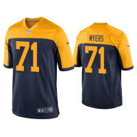 Men Green Bay Packers #71 Josh Myers Navy Throwback Game Jersey