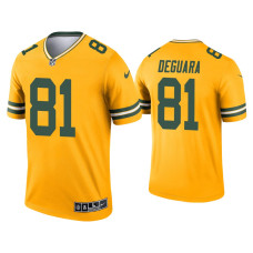 Men Green Bay Packers #81 Josiah Deguara Gold Inverted Legend Jersey