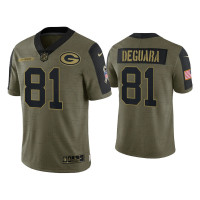 Men Green Bay Packers #81 Josiah Deguara Olive 2021 Salute To Service Limited Jersey