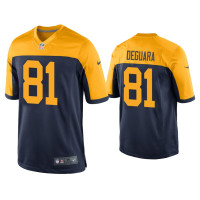 Men Green Bay Packers #81 Josiah Deguara Navy Throwback Game Jersey