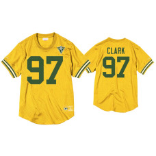 Men Green Bay Packers #97 Kenny Clark Gold 75th Anniversary Throwback Jersey