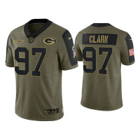 Men Green Bay Packers #97 Kenny Clark Olive 2021 Salute To Service Limited Jersey