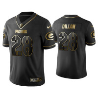 Men Green Bay Packers #28 Golden Edition Vapor Limited Packers A.J. Dillon Black Jersey