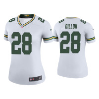 Women Green Bay Packers #28 Color Rush Legend A.J. Dillon White Jersey