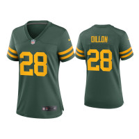 Women Green Bay Packers #28 A.J. Dillon Green Alternate Game Jersey