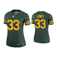 Women Green Bay Packers #33 Aaron Jones Green Alternate Legend Jersey