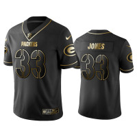 Men Green Bay Packers #33 Golden Edition Vapor Untouchable Limited Packers Aaron Jones Black Jersey