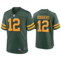 Men Green Bay Packers #12 Aaron Rodgers Green Alternate Game Jersey