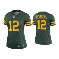 Women Green Bay Packers #12 Aaron Rodgers Green Alternate Legend Jersey