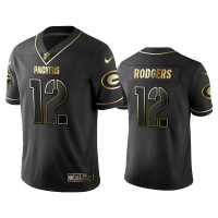 Men Green Bay Packers #12 2019 Golden Edition Vapor Untouchable Limited Aaron Rodgers Black Jersey - Men's