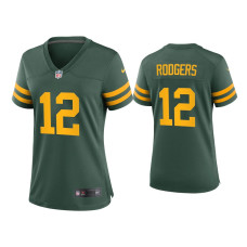 Women Green Bay Packers #12 Aaron Rodgers Green Alternate Game Jersey