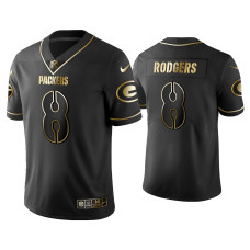 Men Green Bay Packers #8 Golden Edition Vapor Limited Packers Amari Rodgers Black Jersey