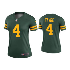 Women Green Bay Packers #4 Brett Favre Green Alternate Legend Jersey