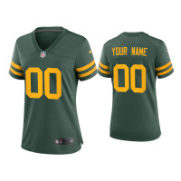 Women Green Bay Packers #00 Custom Green Alternate Game Jersey