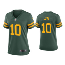 Women Green Bay Packers #10 Jordan Love Green Alternate Game Jersey