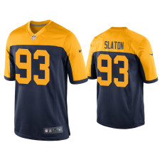 Men Green Bay Packers #93 Tedarrell Slaton Navy Throwback Game Jersey