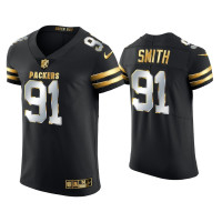 Men Green Bay Packers #91 Preston Smith Black Golden Edition Elite Jersey