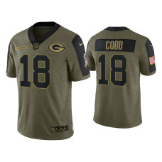 Men Green Bay Packers #18 Randall Cobb Olive 2021 Salute To Service Limited Jersey