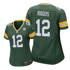 Women Green Bay Packers #12 Green Aaron Rodgers Nike 100th Anniversary Jersey