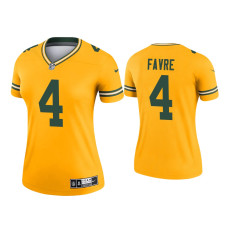 Women Green Bay Packers #4 Brett Favre Gold Inverted Legend Retired Player Jersey